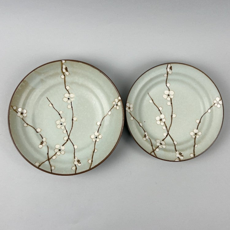 Hakubai Japanese Floral Blossom White Plum Pale Green Blue Shallow bowl Deep Plates restaurant supply bowery discount sale OSARA New York