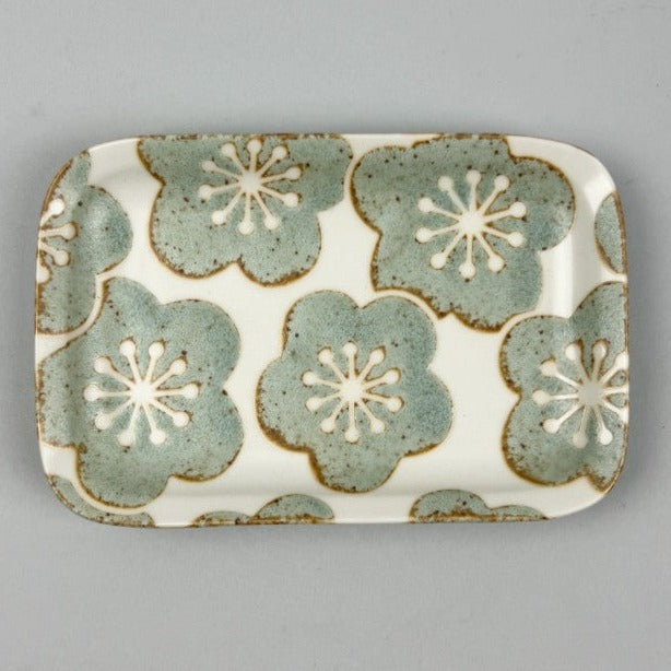 Hiwa Aqua Matte Blossom Japanese Rectangle sushi plate norizara restaurant Supply Bowery Discount Sale OSARA New York_closeup