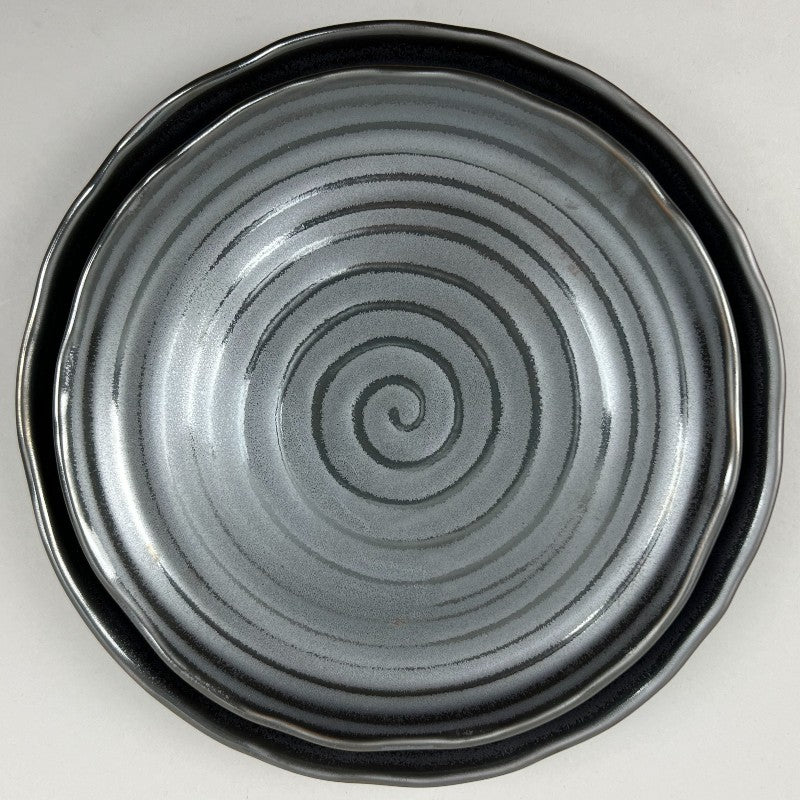 Ibushi Gin Metallic Silver Japanese Ceramic Dinner Plates Restaurant Supply Bowery Discount Sale OSARA New York