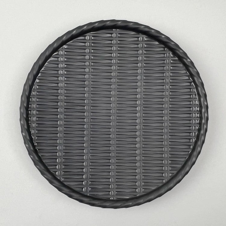 Melamine Matte Black Bamboo Weaving like Round Appetizer Plate Restaurant Supply Bowery Discount Sale OSARA New York