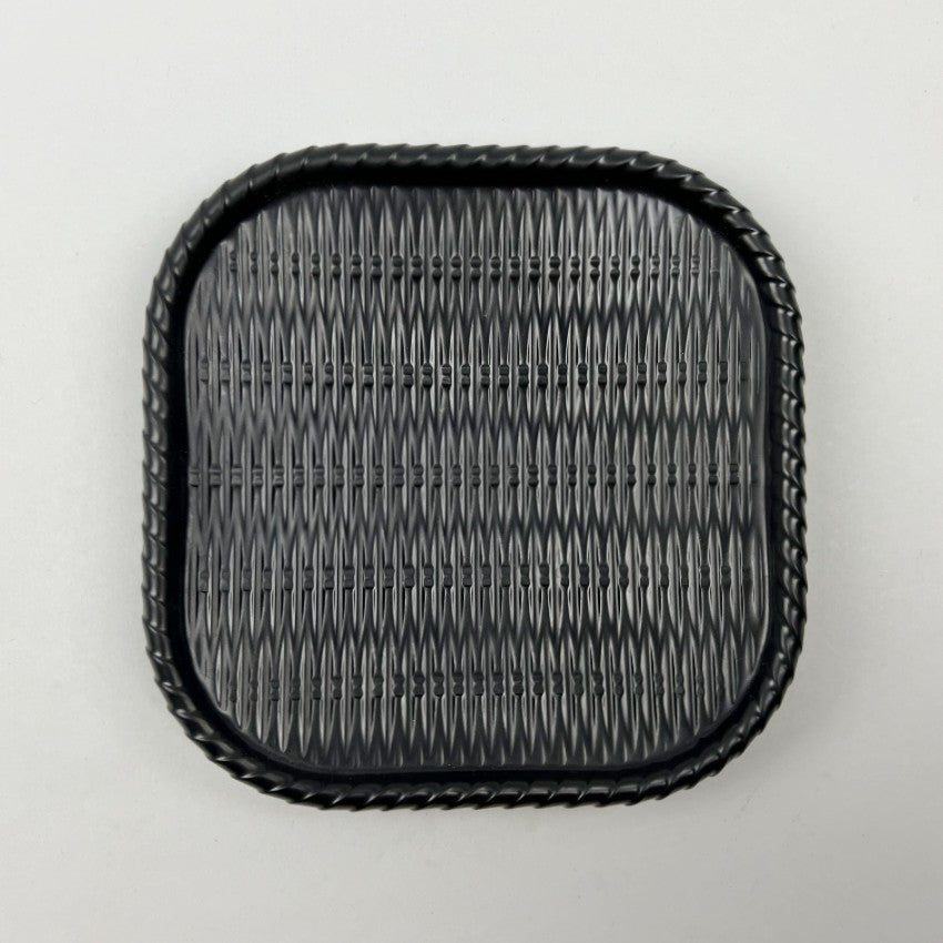 Melamine Matte Black Bamboo Weaving like Square Appetizer Plate Restaurant Supply Bowery Discount Sale OSARA New York