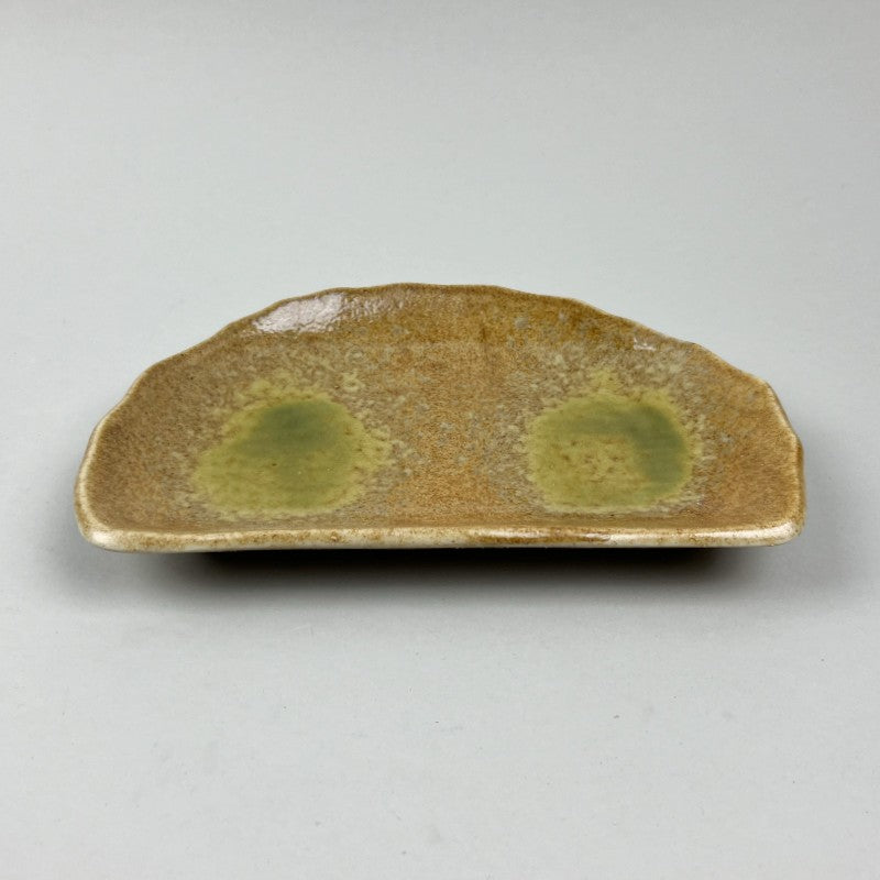 Miyagi Half Round Appetizer Sushi Yakitori Japanese Plate Brown Black Restaurant Supply Bowery Discount Sale OSARA New York