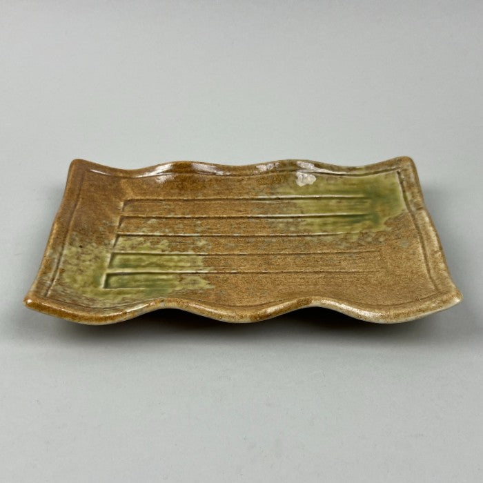 Miyagi Wavy Rectangle Japanese Plates Omakase Sushi Restaurant Supply Bowery Discount Sale OSARA New York_brown_yellow_black_gray