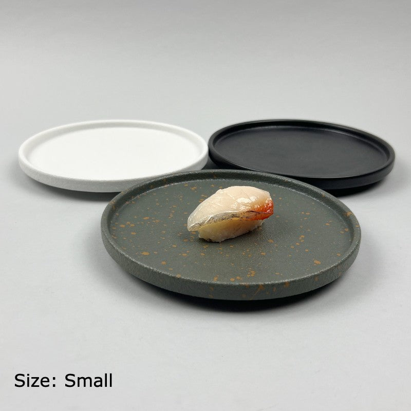 Neo Camo Round Plate with Upright Rim, Omakase Plate(6.6" dia.) and Dinner Plate(8.5" dia.)