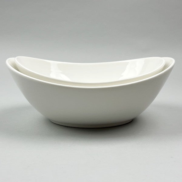 Spruce White Boat-Shaped Bowls in 2 sizes, 8" wide (16 oz) and 9" wide (24 oz)