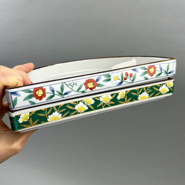 Obi Half round walled sashimi Japanese floral plate restaurant supply Bowery Discount Sale OSARA New York