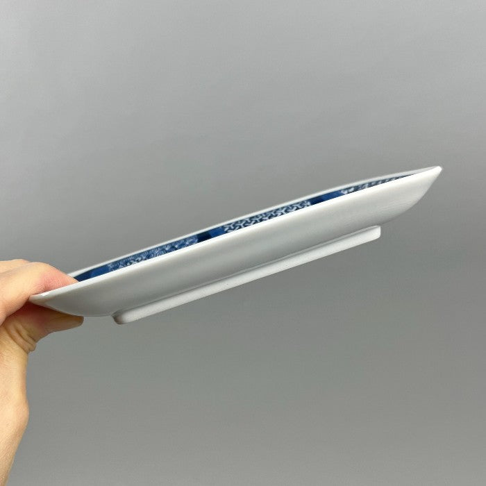 Rivers&Flowers Navy Stripes Rectangle Plate, Nori-Zara, 6.5"wide, Made in Japan