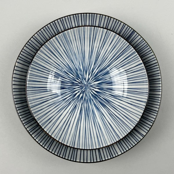 Shima Navy Stripes Coupe Shallow Bowl Deep Plates Japanese ceramics Restaurant Supply Bowery Discount Sale OSARA New York