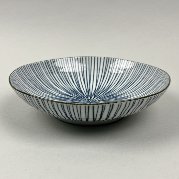   ディーププレート Japanese Navy Stripes Deep Plate Shallow Bowl, 6.6