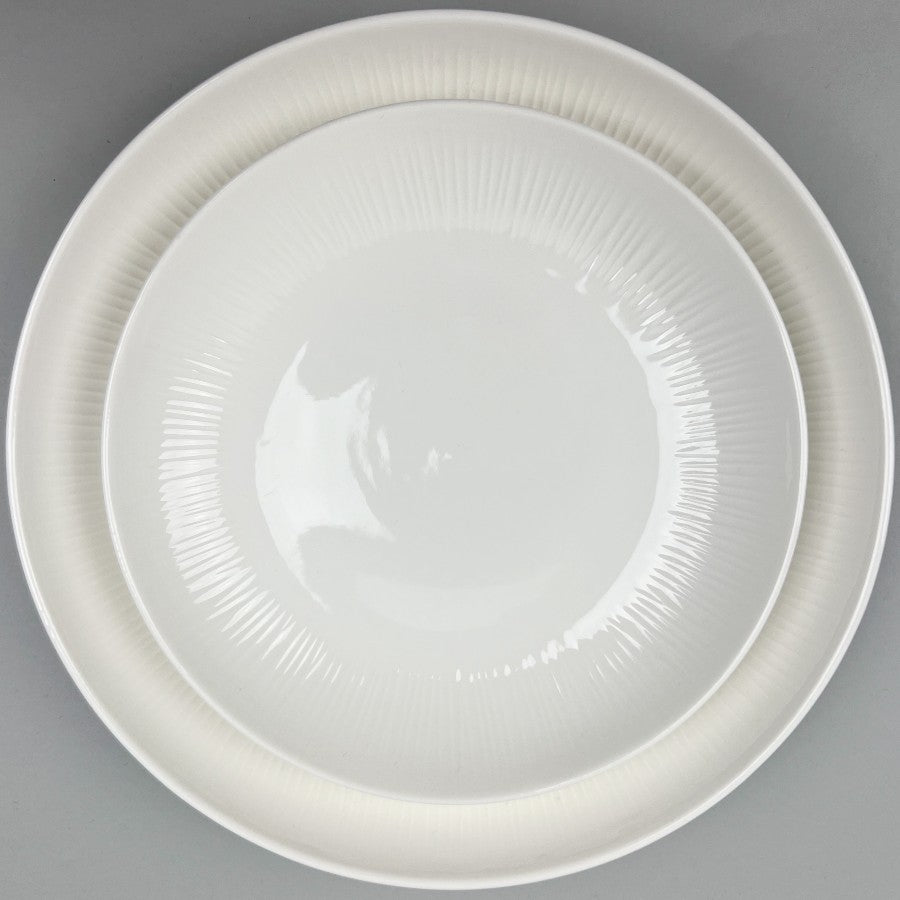 SOU White Striped Round Coupe Deep Plate Shallow Bowl Restaurant Supply Bowery Discount Sale OSARA New York