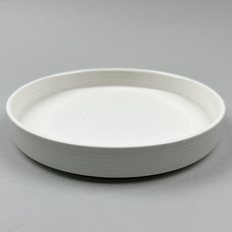 SOU White Striped Durable Tall Rim Plates Appetizer Plates, 7