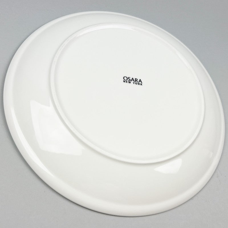 White Ceramic Durable 12-inch Round Dinner Plate Bottom Shot