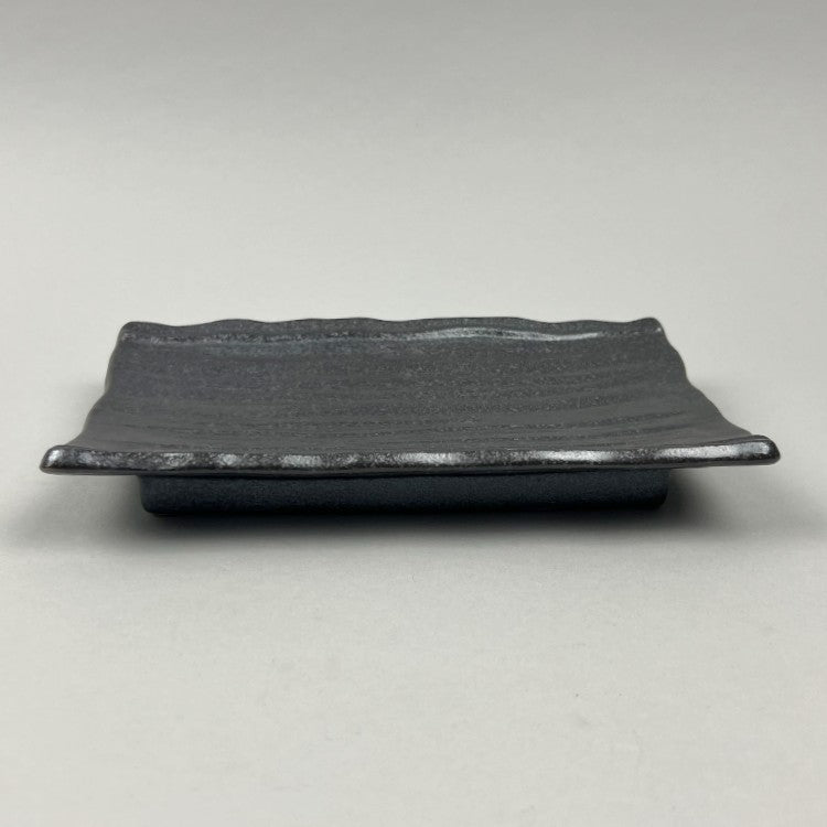 Tsutsugane Mokume Gunmetal rectangle Japanese sushi plate Grain Patterns restaurant supply Bowery Discount Sale OSARA New York