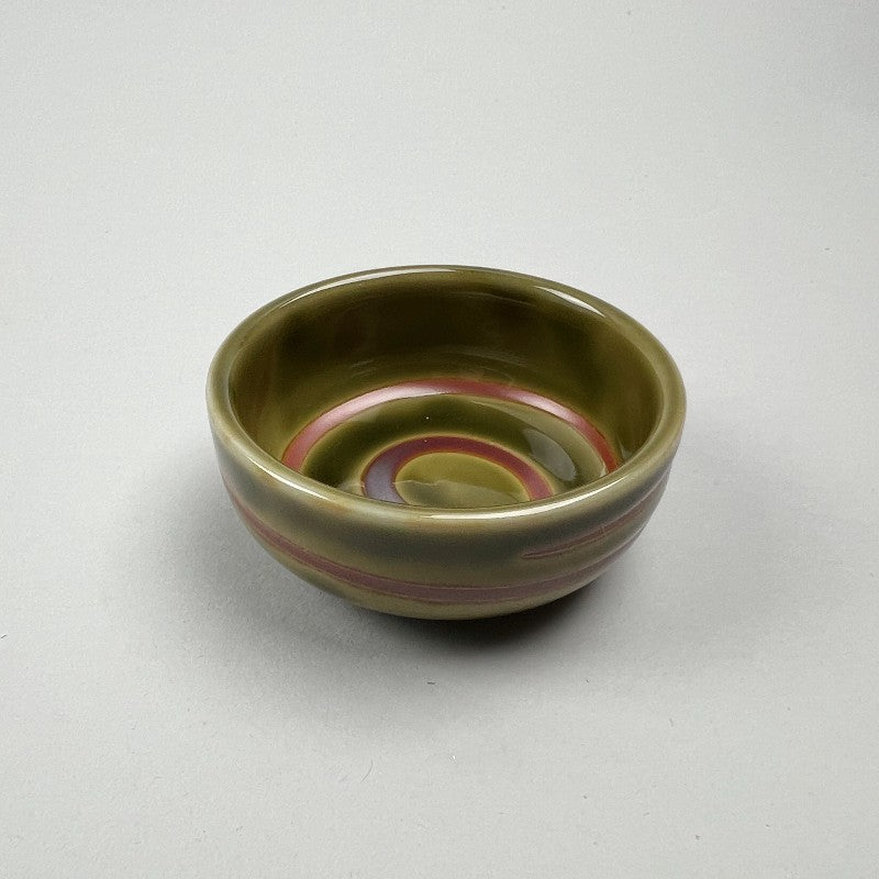 Uzumaki Mini Bowl, Sauce Dish, 2.6" dia, 1.8 oz, Matte White & Luster Green, Made in Japan