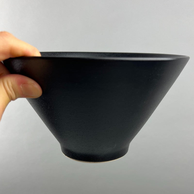 Zen Matte Black Japanese Style Modern Tall Ramen Soba Udon Soup Noodle Ceramic Bowl Restaurant Supply Bowery Discount Sale OSARA New York Close Up