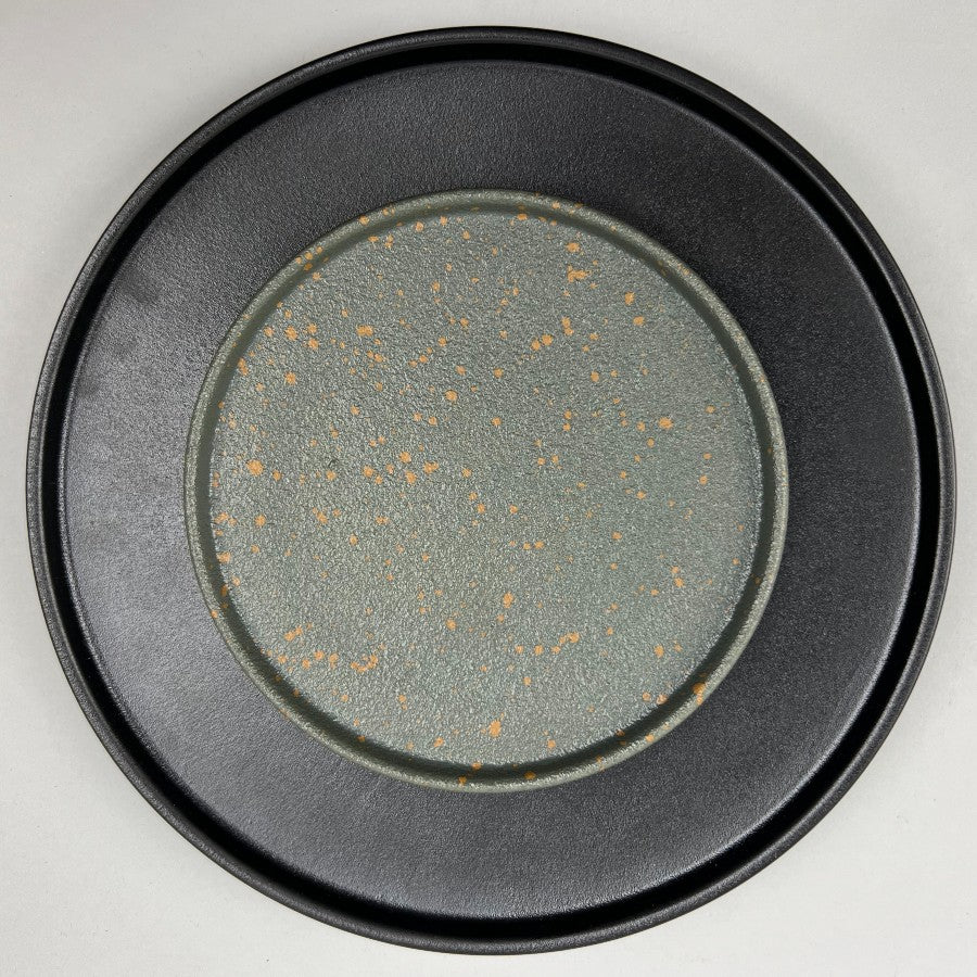 Zen Matte Black Upright Standing Rim Walled Plate Raized Edge Japanese Style Dinner Plate Appetizer Plate Restaurant Supply Bowery Discount Sale OSARA New York_three_size