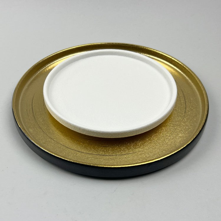 Zen Washi Matte White Ibushi Gold Upright Rim Raized Edge Walled Appetizer Omakase Dinner Place Ceramic Japanese Restaurant Supply Bowery Discount Sale OSARA New York.