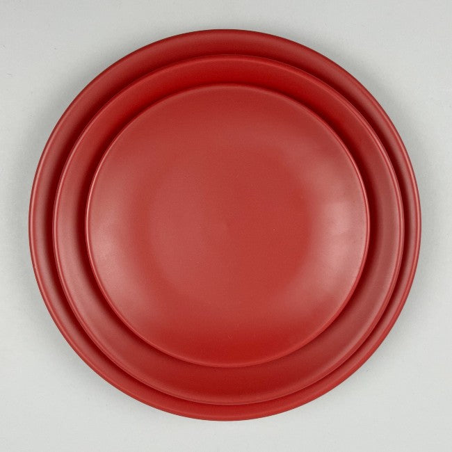 Bowery Matte Bold Red Round Plates, 3 sizes, 6.25, 8.25, 9.25