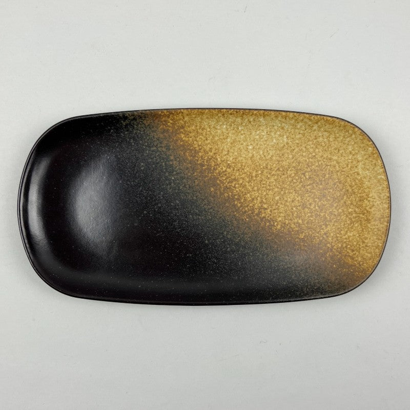 Ginga rectangle long sushi plate matte beige, brown black Japanese style dinnerware chefs store restaurant supply Bowery discount sale event party catering 10 strawberry street Nagoya