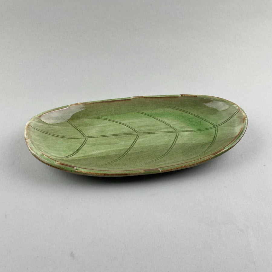 Happa Blue and Green oval leaf shape Japanese sushi plate Restaurant Catering Supply Bowery Discount Sale OSARA New York