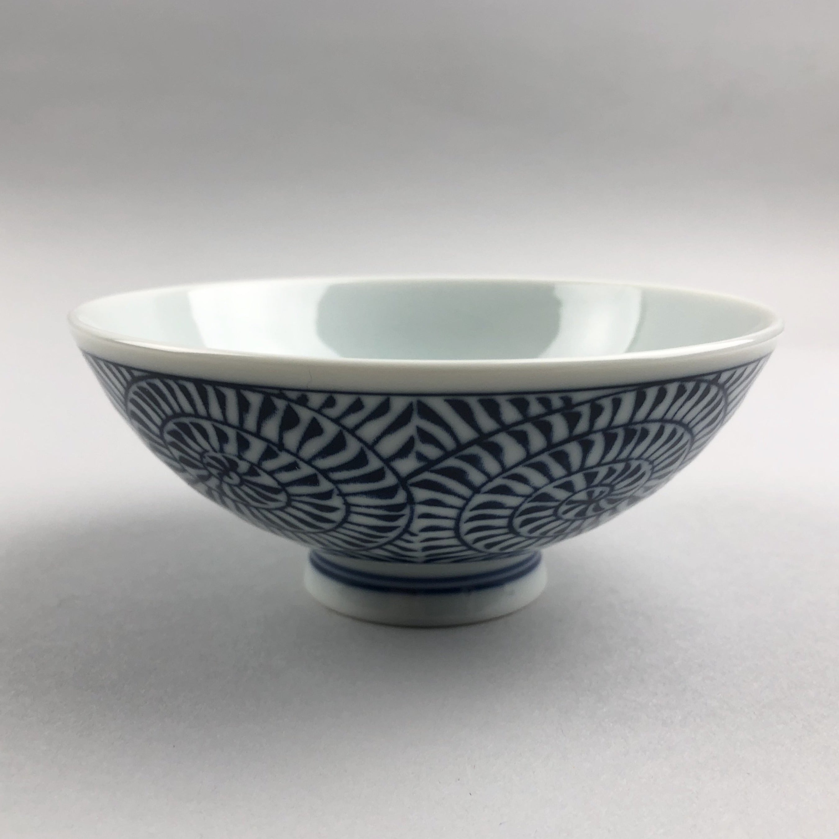 Authentic Japanese Rice Bowl with swirl design, 4 5/8