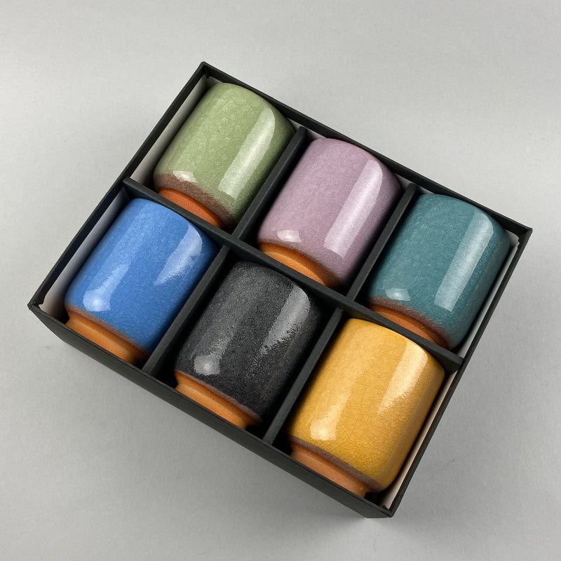 Karafuru Japanese teacup Gift Set blue, green, turquoise, purple, yellow, black tableware Restaurant Supply Bowery Discount Sale OSARA New York