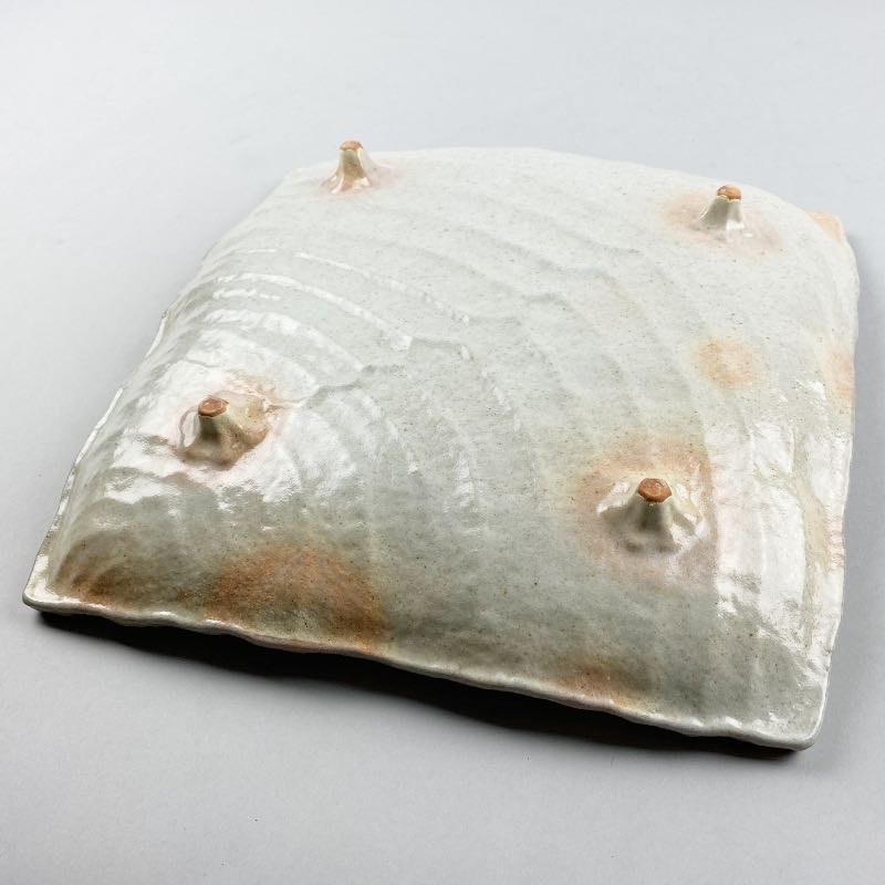 Extra Large Salmon Pink Textured Japanese Square Plate Restaurant Supply Discount Sale Bowery OSARA New York