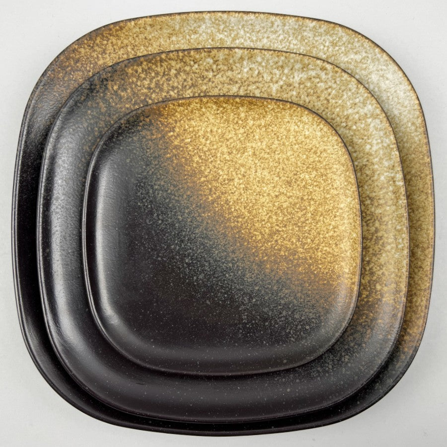 Ginga N Square Appetizer Plates(7 1/4"), Salad Plates (9 1/2"), and Dinner plates (11 1/4")
