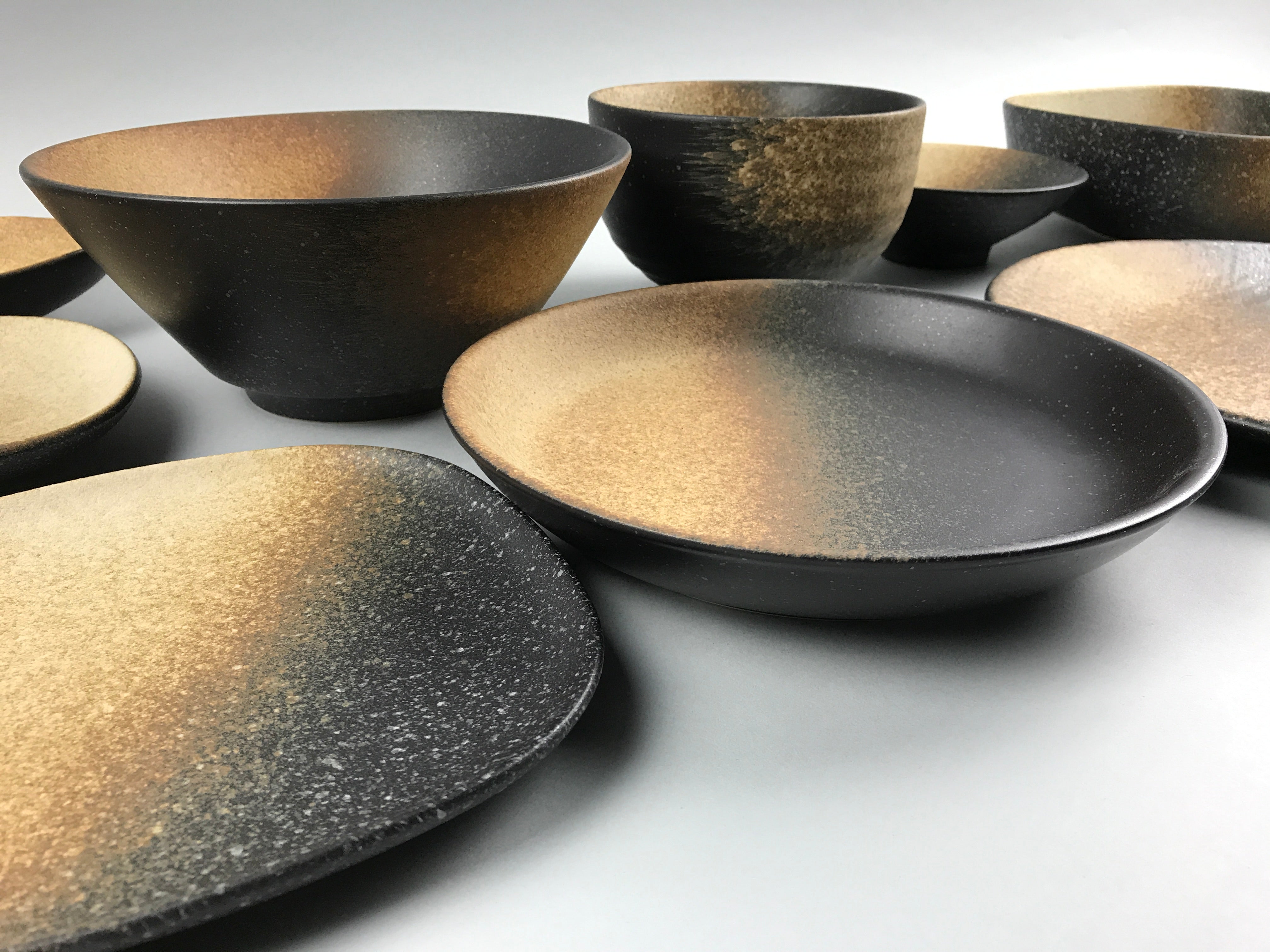 Ginga rectangle long sushi plate matte beige, brown black Japanese style dinnerware chefs store restaurant supply Bowery discount sale event party catering 10 strawberry street Nagoya