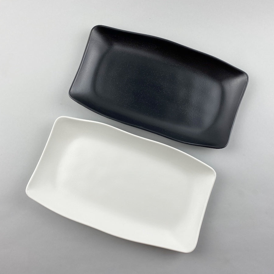 Sansui Melamine Rectangle Semi Matte Black and White Plate Restaurant Supply Bowery Discount Sale OSARA New York