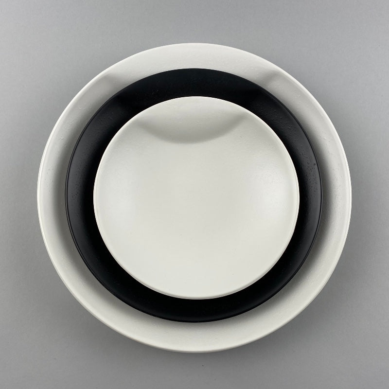 Tohuku Matte White and Black Melamine Plate with Handle Restaurant Supply Bowery Discount Sale OSARA New York