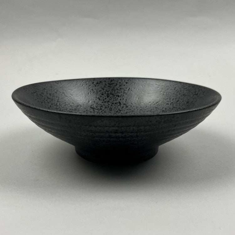 Japanese Style Matte Black large shallow flared bowl for ramen, etc.
