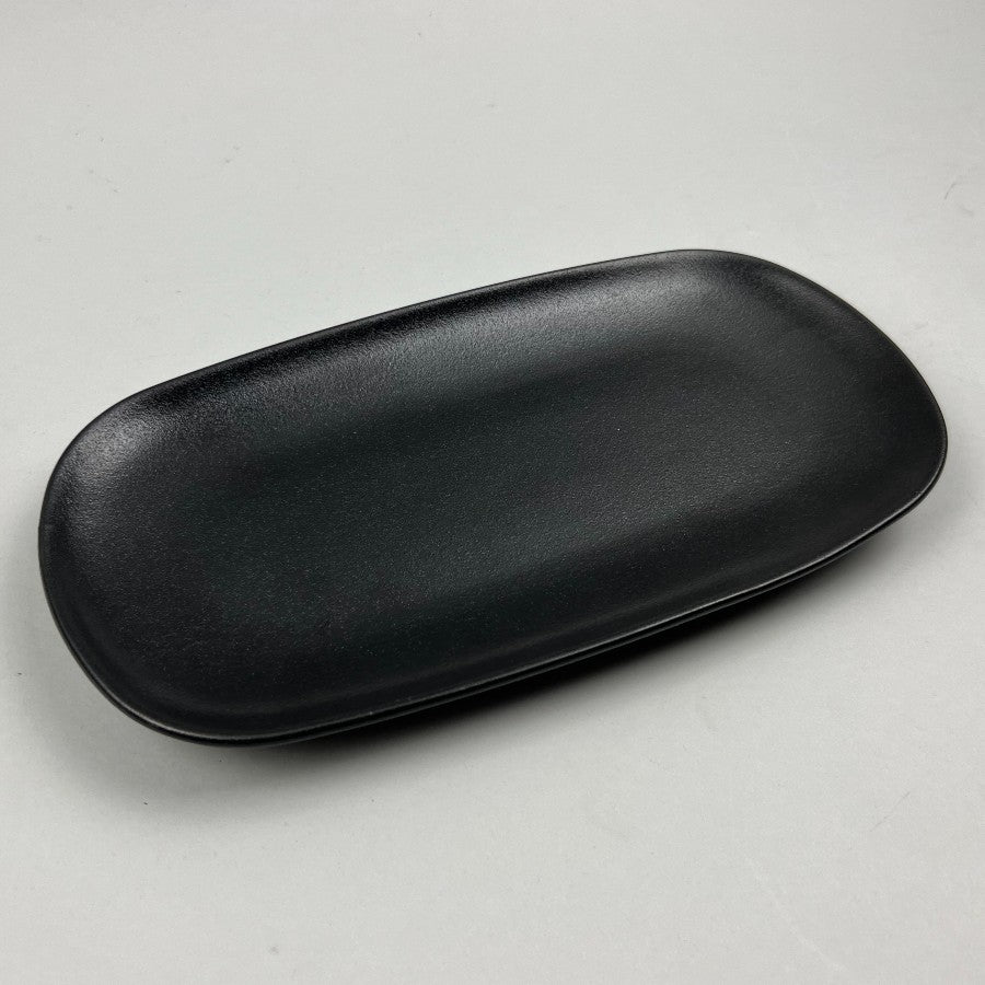 Zen matte black rounded 12" rectangle plate sandwich burger plate Japanese chefs store Restaurant Supply dinnerware store sale discount Bowery New York