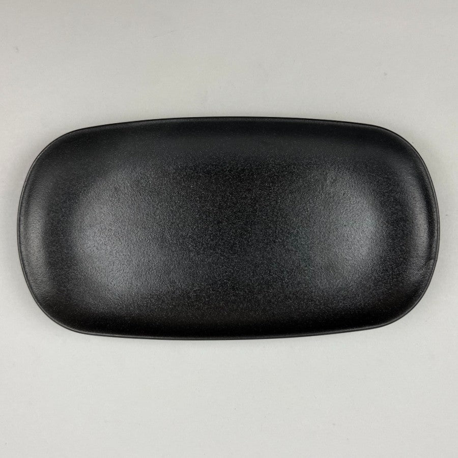 Zen matte black rounded 12" rectangle plate sandwich burger plate Japanese chefs store Restaurant Supply dinnerware store sale discount Bowery New York