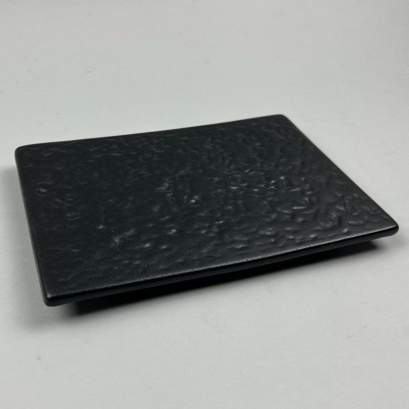 Matte Black Sushi geta flat plate for omakase sushi or cheese platters