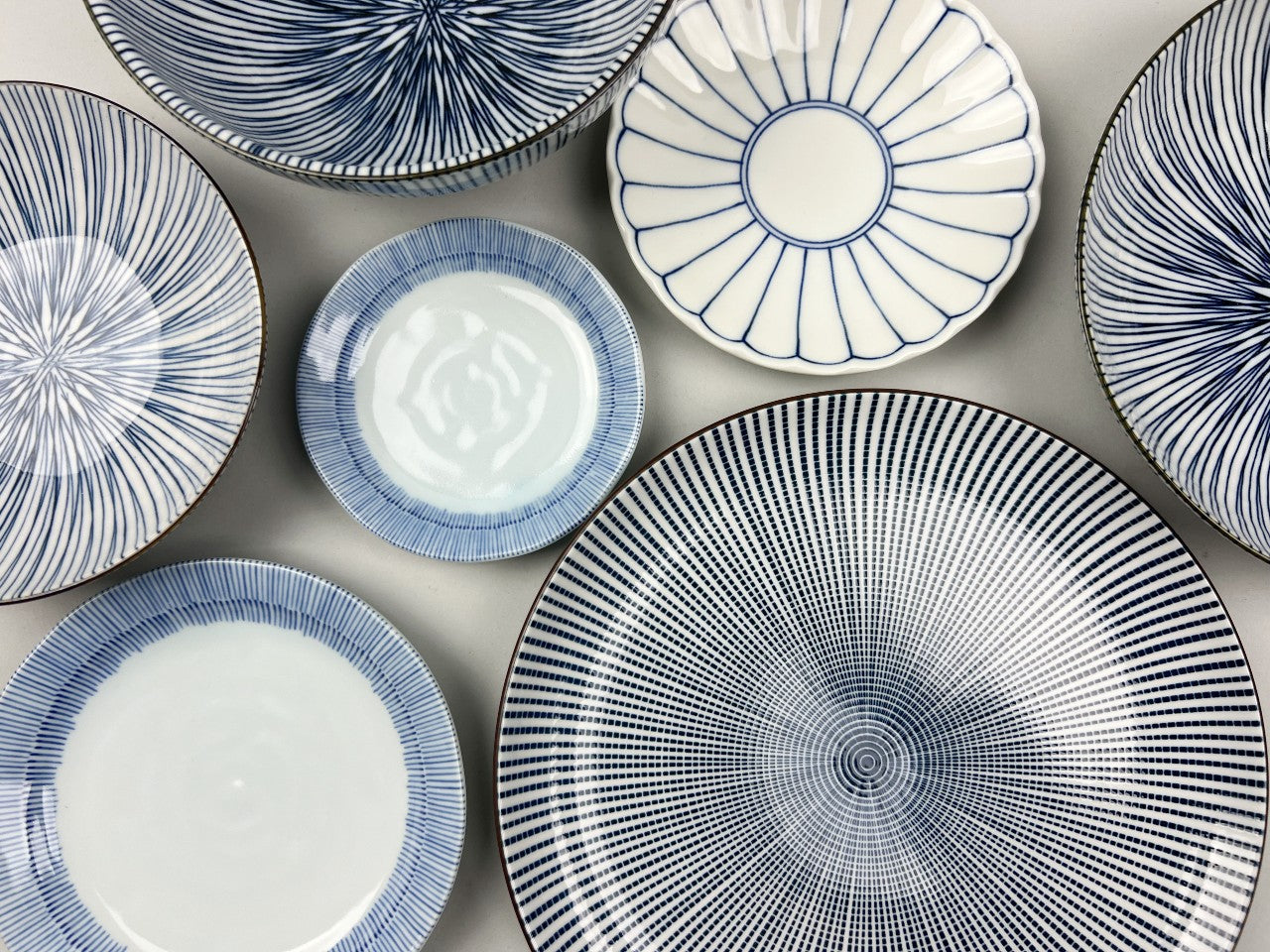Classic blue & white Japanese ceramic bowls and plates