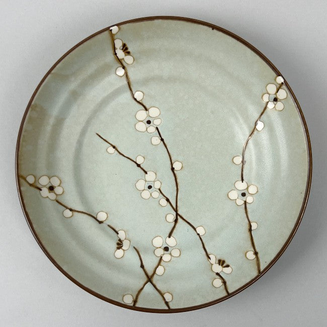 Hakubai Japanese Floral Blossom White Plum Pale Green Blue Shallow bowl Deep Plates restaurant supply bowery discount sale OSARA New York
