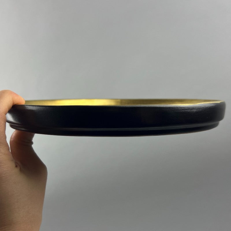 Ibushi Gold Matte Black Golden Ceramic Appetizer Omakase Dinner Upright Rim Walled Plate Restaurant Supply Bowery Discount Sale OSARA New York