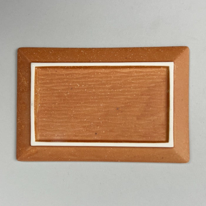 Iga Matte Tera Cotta Rectangle Slim Plates, Nori-zara, 6.5"wide, Made in Japan
