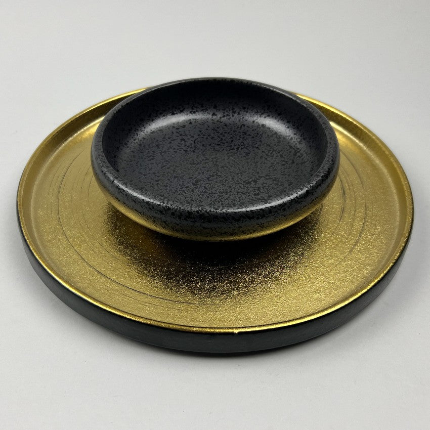 Matte Gold Chefs Dinner Charger Plate Yogan appetizer shallow bowl sushi omakase restaurant supply bowery discount sale osara new york