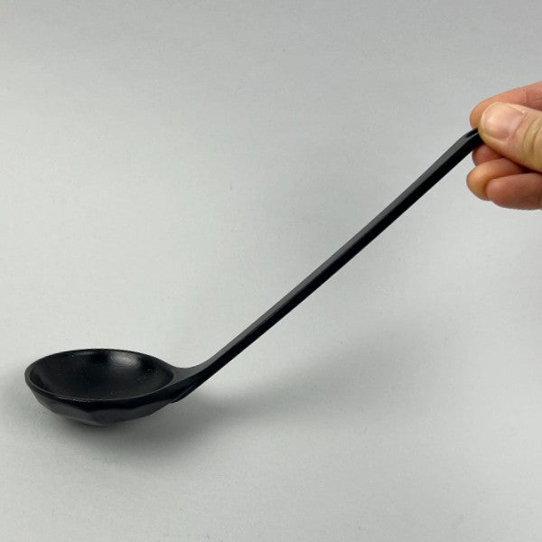 Melamine Matte Black Long Kikko Round Spoon for Ramen Soup Noodle Restaurant Supply Bowery Discount Sale OSARA New York