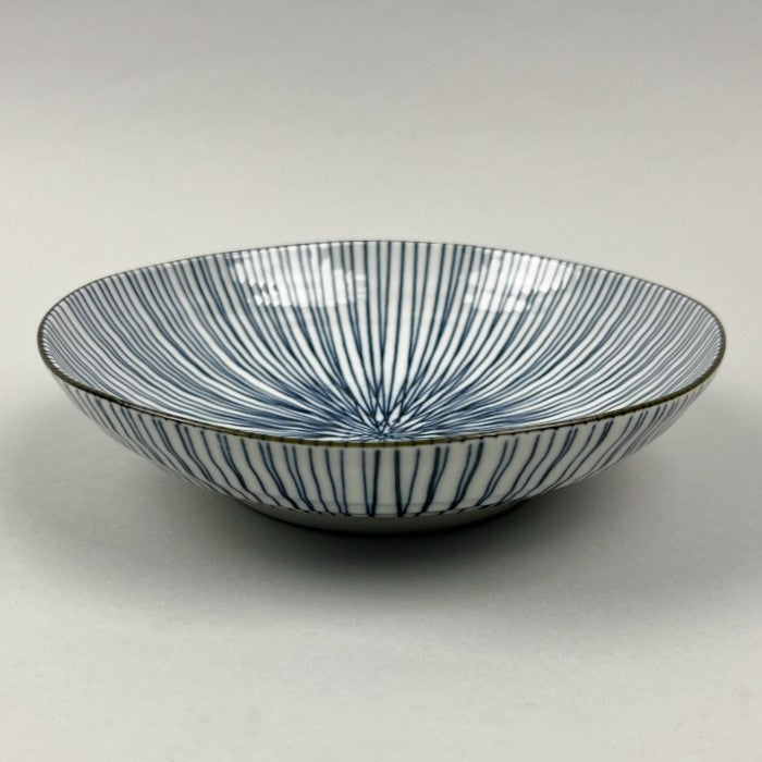 Shima Navy Stripes Deep Plate Shallow Japanese Bowl Restaurant Supply Bowery Discount Sale OSARA New York front