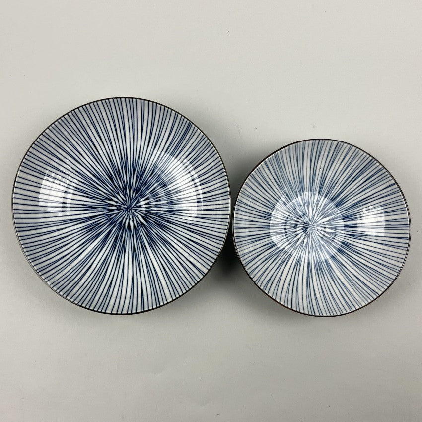 Shima Navy Stripes Coupe Shallow Bowl Deep Plates Japanese ceramics Restaurant Supply Bowery Discount Sale OSARA New York