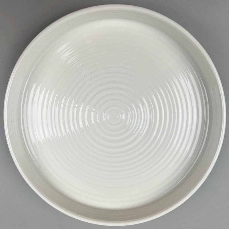 SOU White Striped Tall Rimmed Round Appetizer Plate in 2 sizes, 7" dia. and 7 3/4" dia.