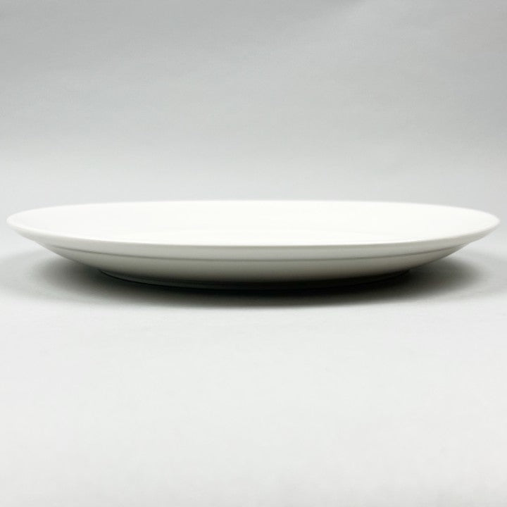 White Ceramic Durable 12-inch Round Dinner Plate Side Shot
