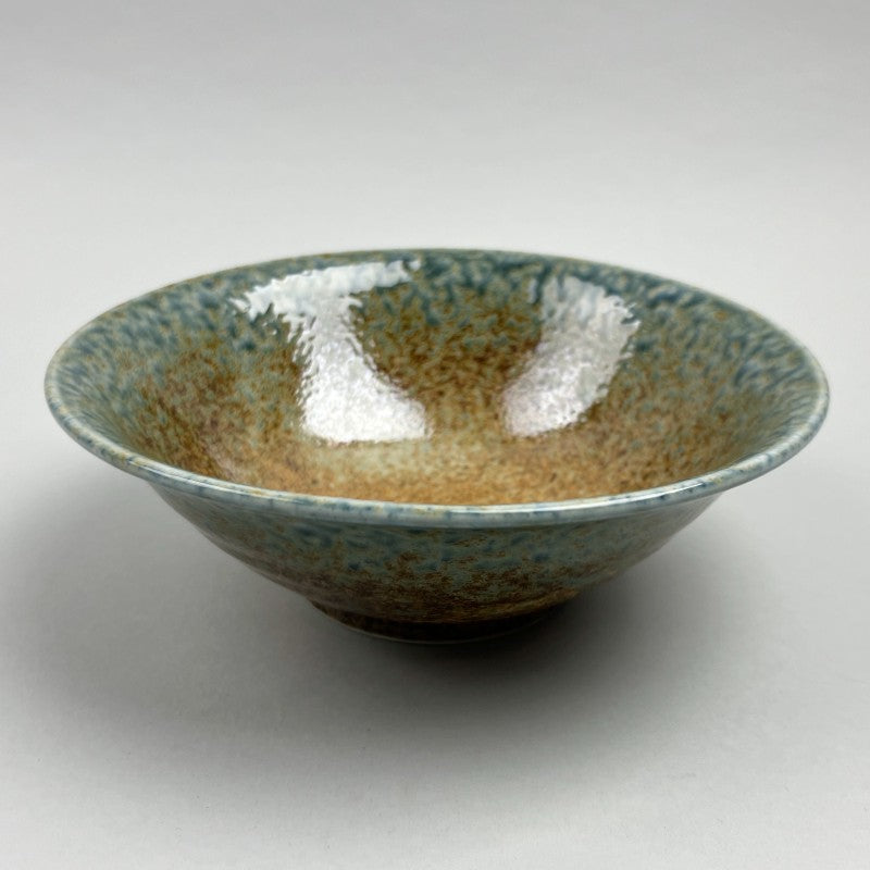 Suna Nagashi Ramen Soba Udon Noodle Shiny Blue & Brown Bowl, 7.6" dia., 22 oz, Made in Japan