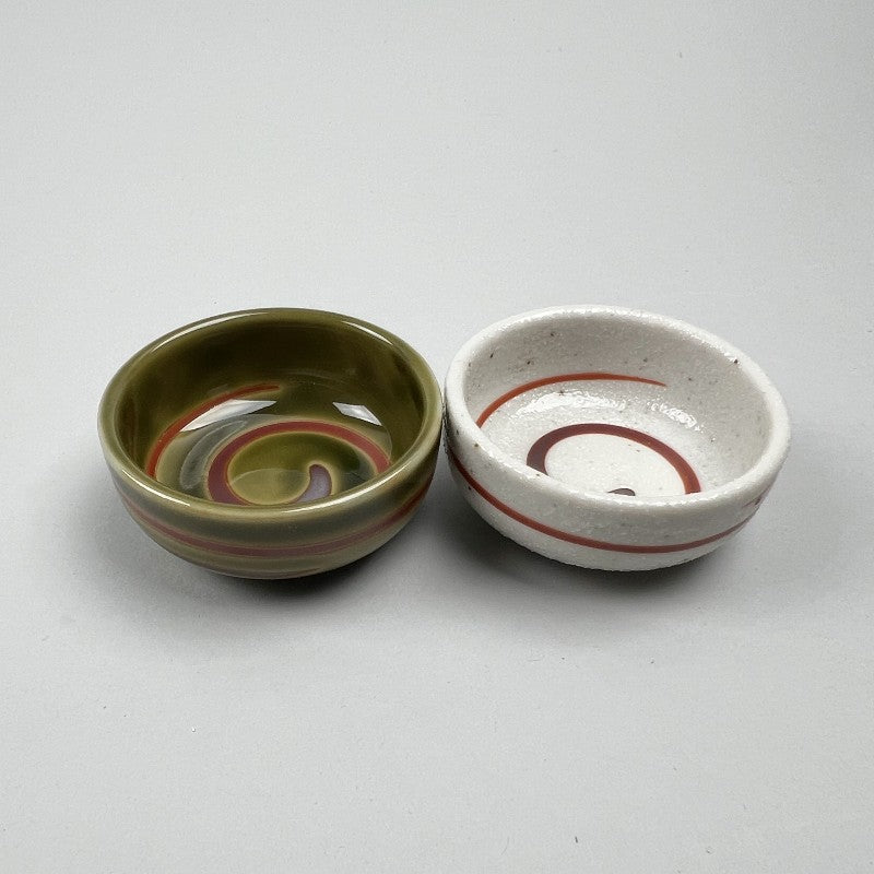 Uzumaki Mini Bowl, Sauce Dish, 2.6" dia, 1.8 oz, Matte White & Luster Green, Made in Japan