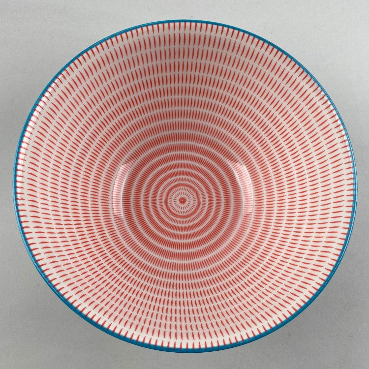 Akajima Shallow Large Bowl colorful red and white stripes OSARA New York Restaurant Depo Bowery Discount Sale