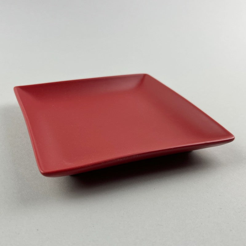 Bowery Matte Bold Square Appetizer Plate Red and Black