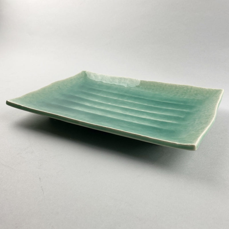 Green Turquoise color extra large rectangle Japanese plate Restaurant Supply Bowery Discount Sale OSARA New York